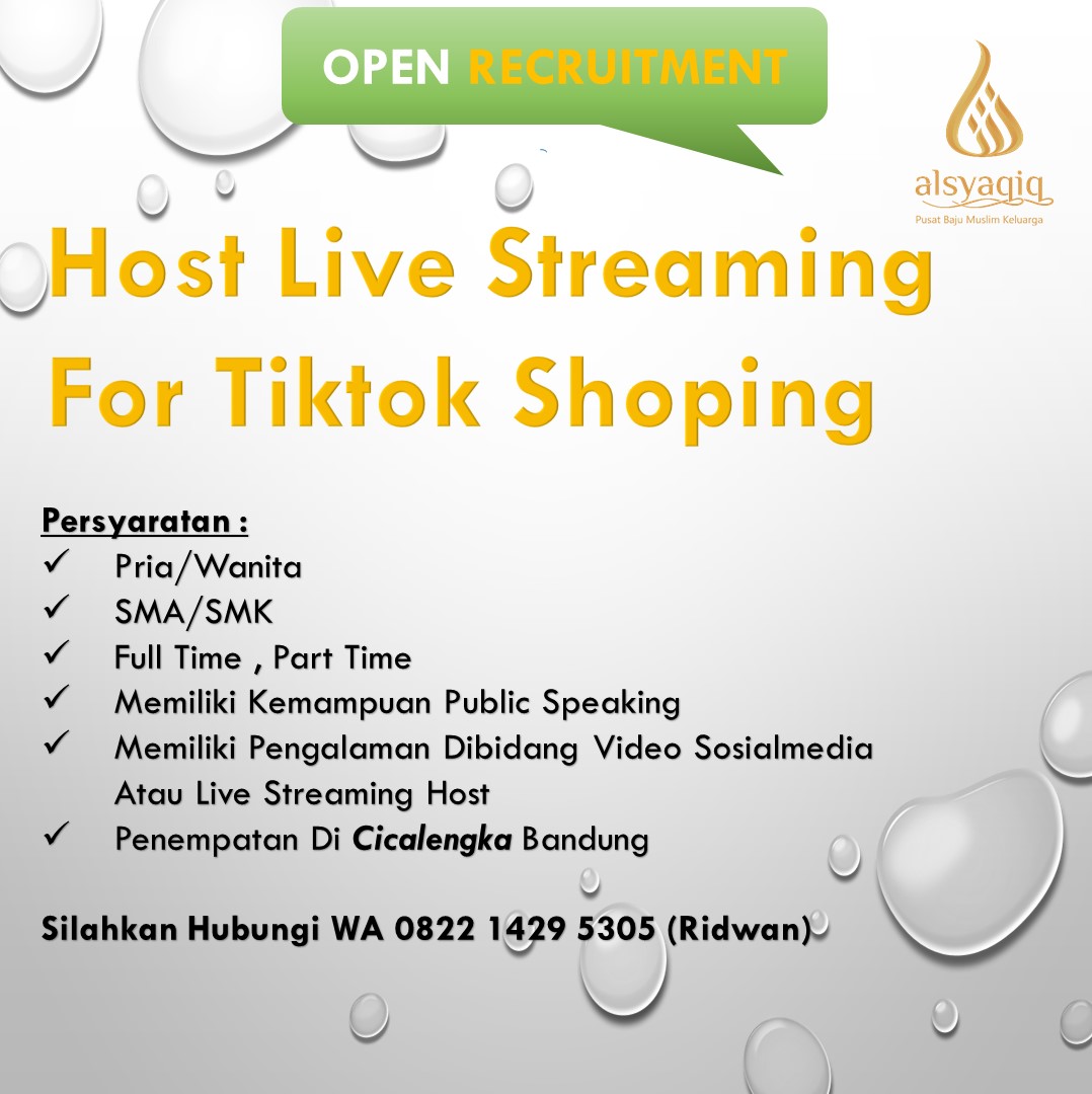 Lowongan Kerja Host Live Streaming for Tiktok Shoping di Alsyaqiq