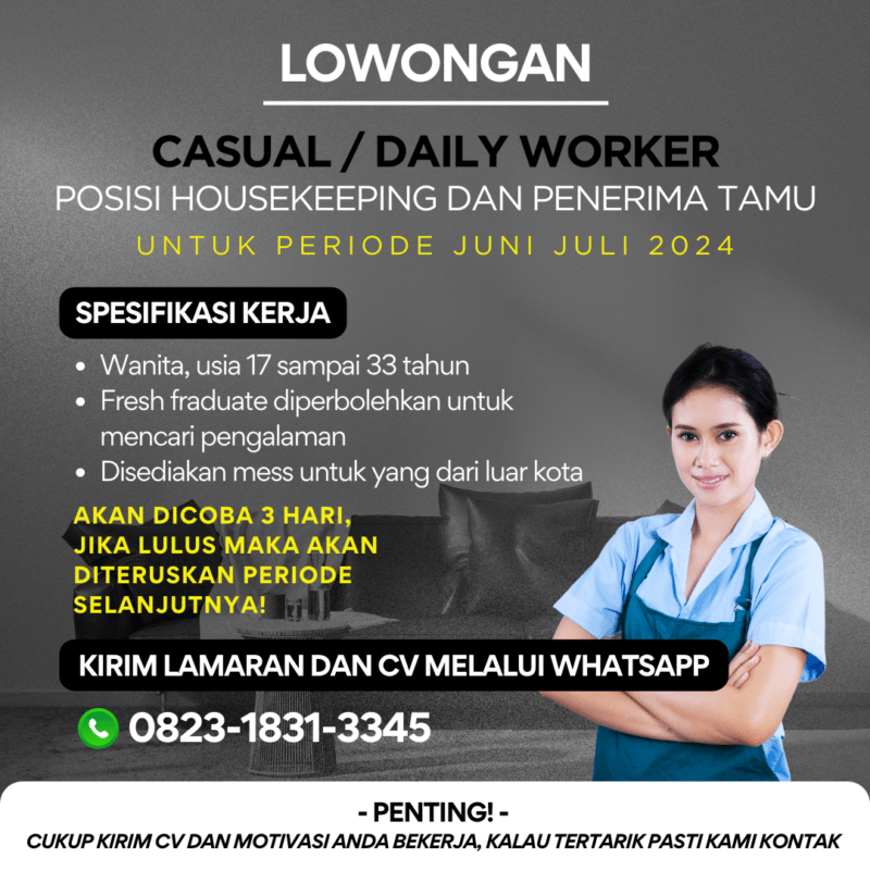 Lowongan Kerja Housekeeping - Penerima Tamu di Global Jejaring ...