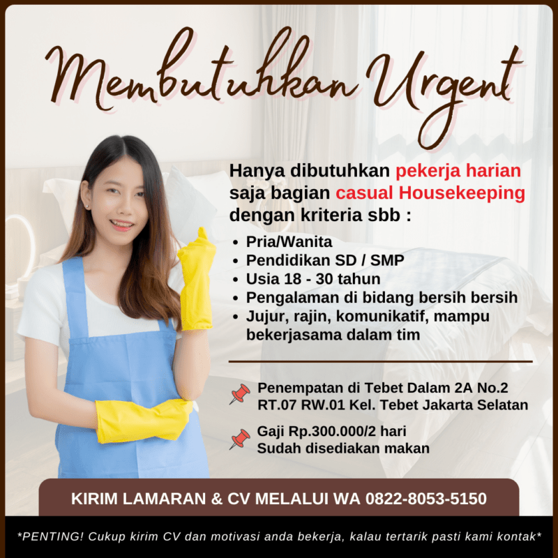 Lowongan Kerja Casual Housekeeping di Global Jejaring Indonesia ...