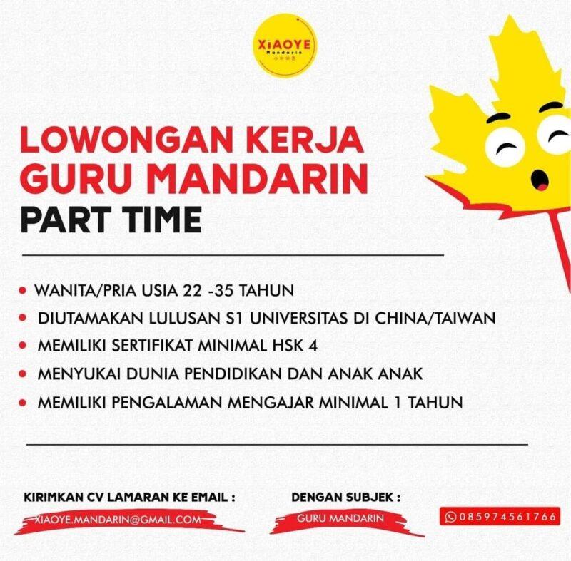 Lowongan Kerja Guru Mandarin Part Time Di Xiaoye Mandarin Lokerbandung Id
