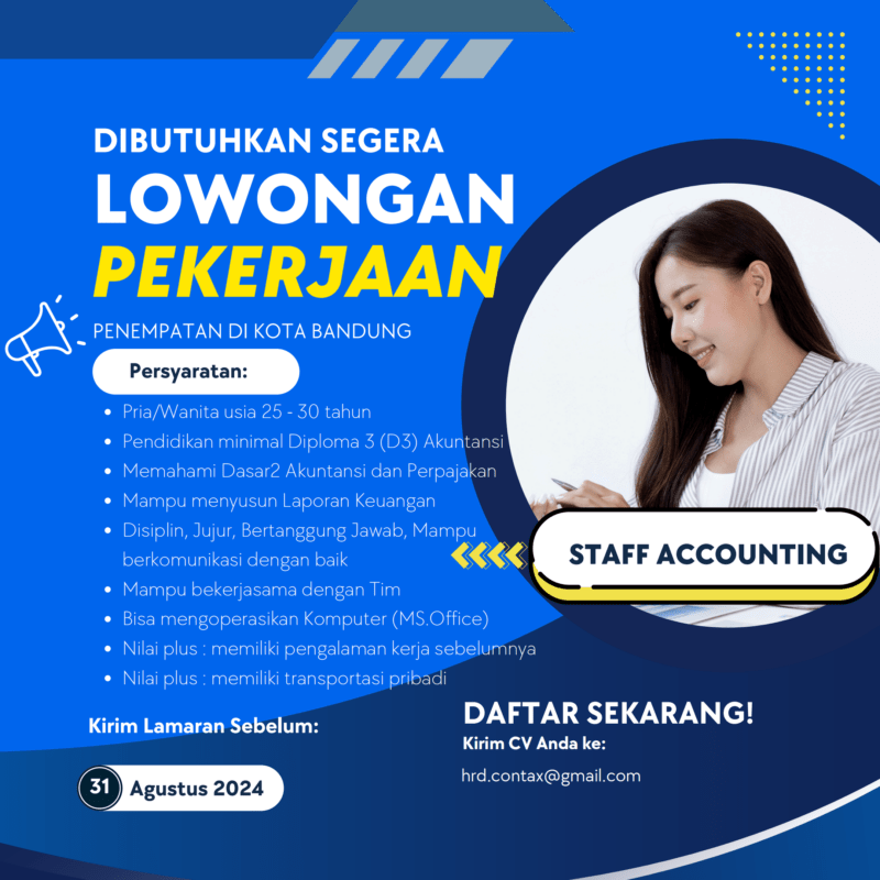 Lowongan Kerja Staff Accounting di Kantor Konsultan Pajak CONTAX ...