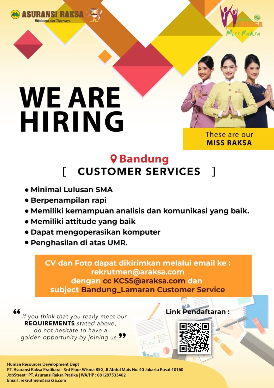 Lowongan Kerja Customer Services di PT. Asuransi Raksa Pratikara ...