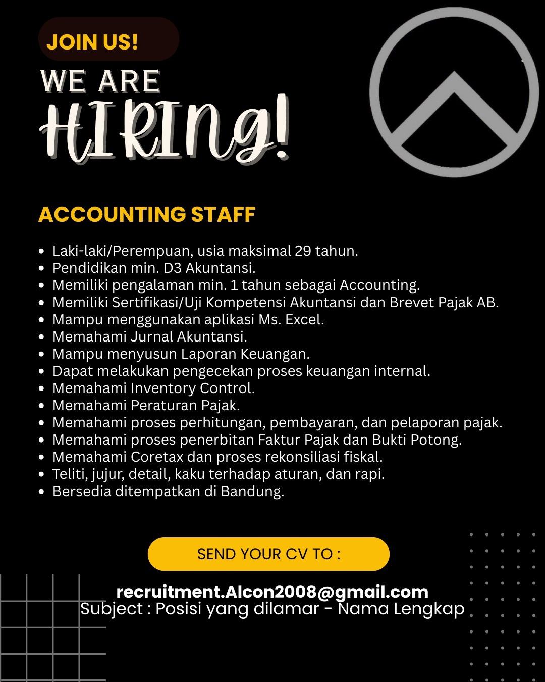 Lowongan Kerja Accounting Staff - Estimator - General Affair ...