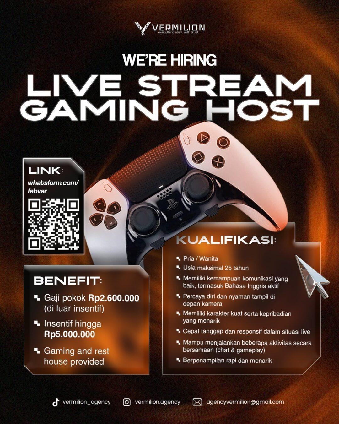Id Gaming Lowongan Kerja Host Live Stream Gaming di Vermilion Agency ...