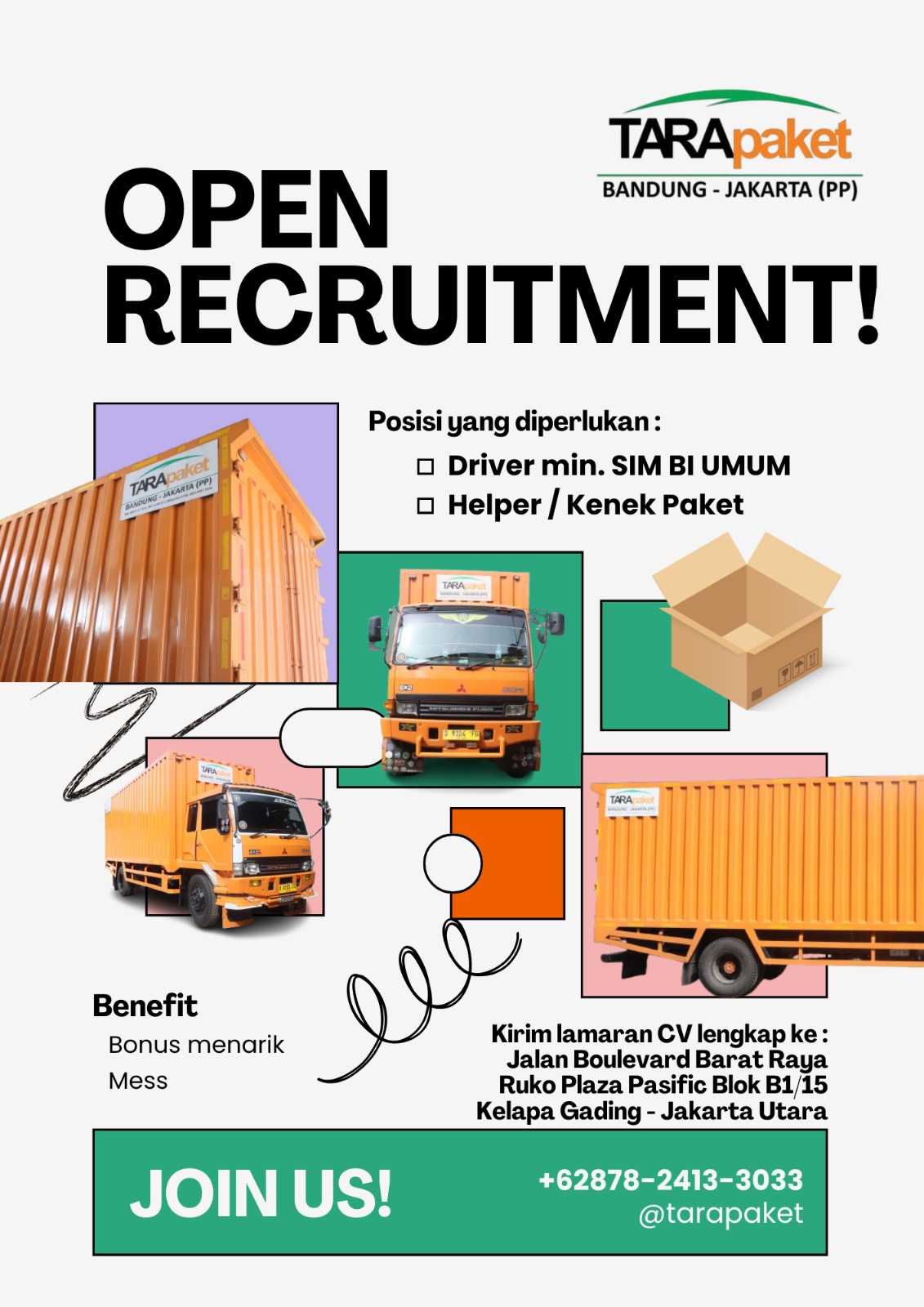 Prima Utama Box Lowongan Kerja Supir di PT. Tara Paket Prima Utama - LokerBandung.id